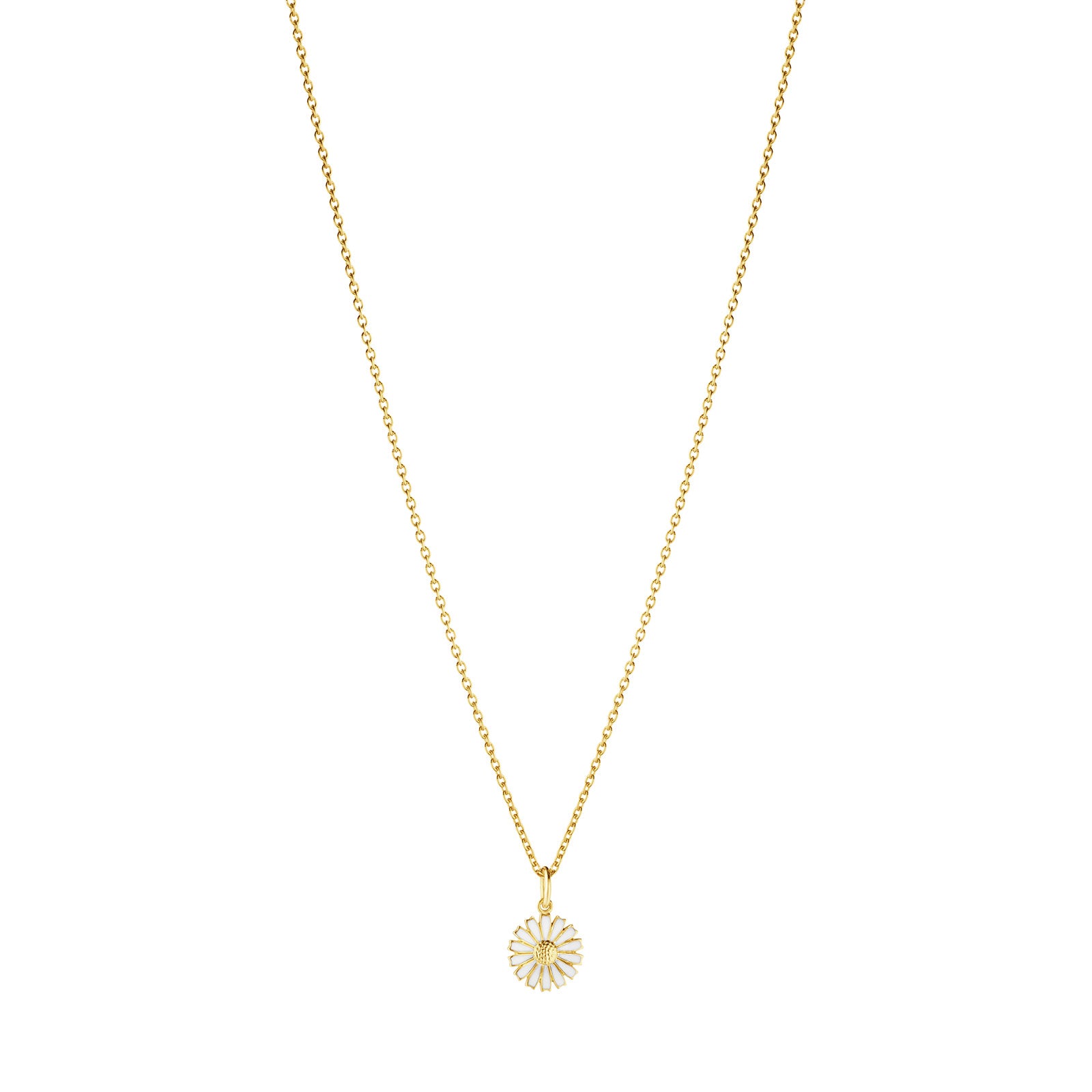 Daisy Gold Plated Silver & White Enamel Pendant