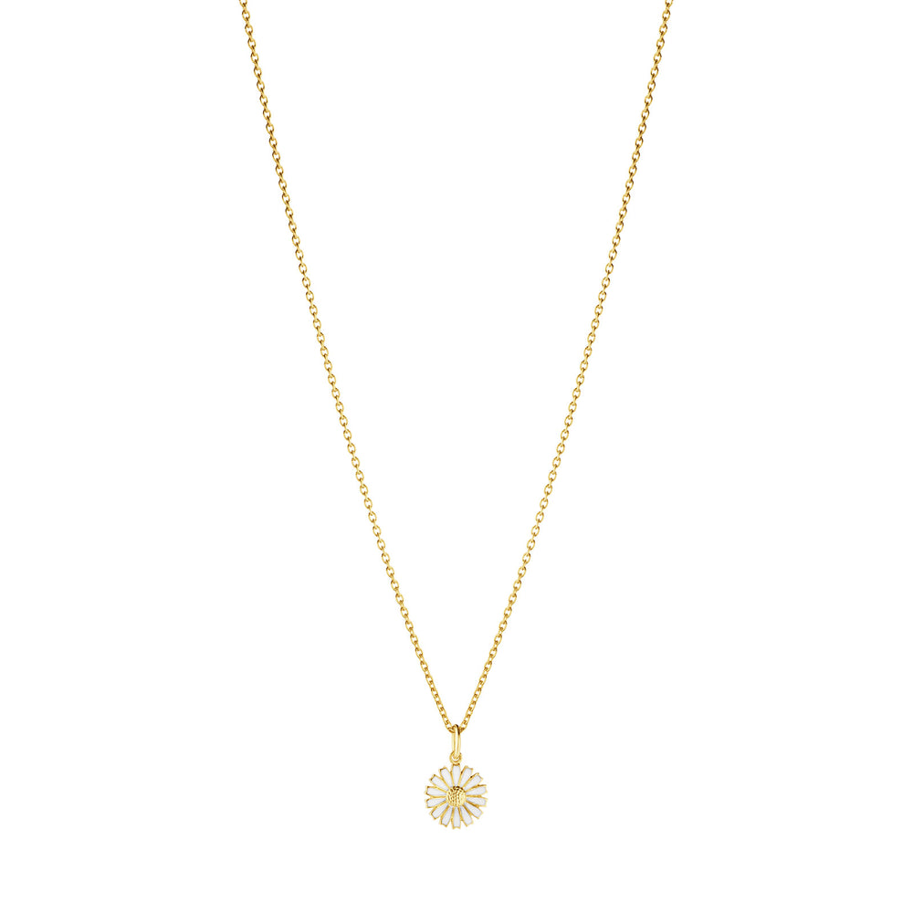 Daisy Gold Plated Silver & White Enamel Pendant