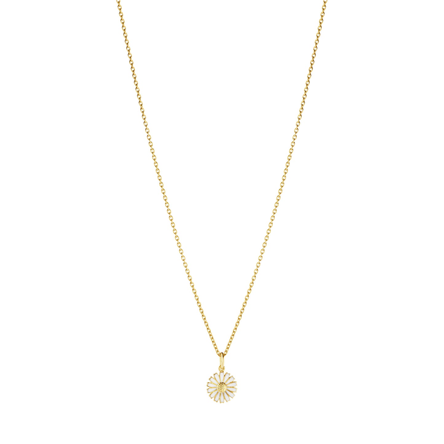 Daisy Gold Plated Silver & White Enamel Pendant