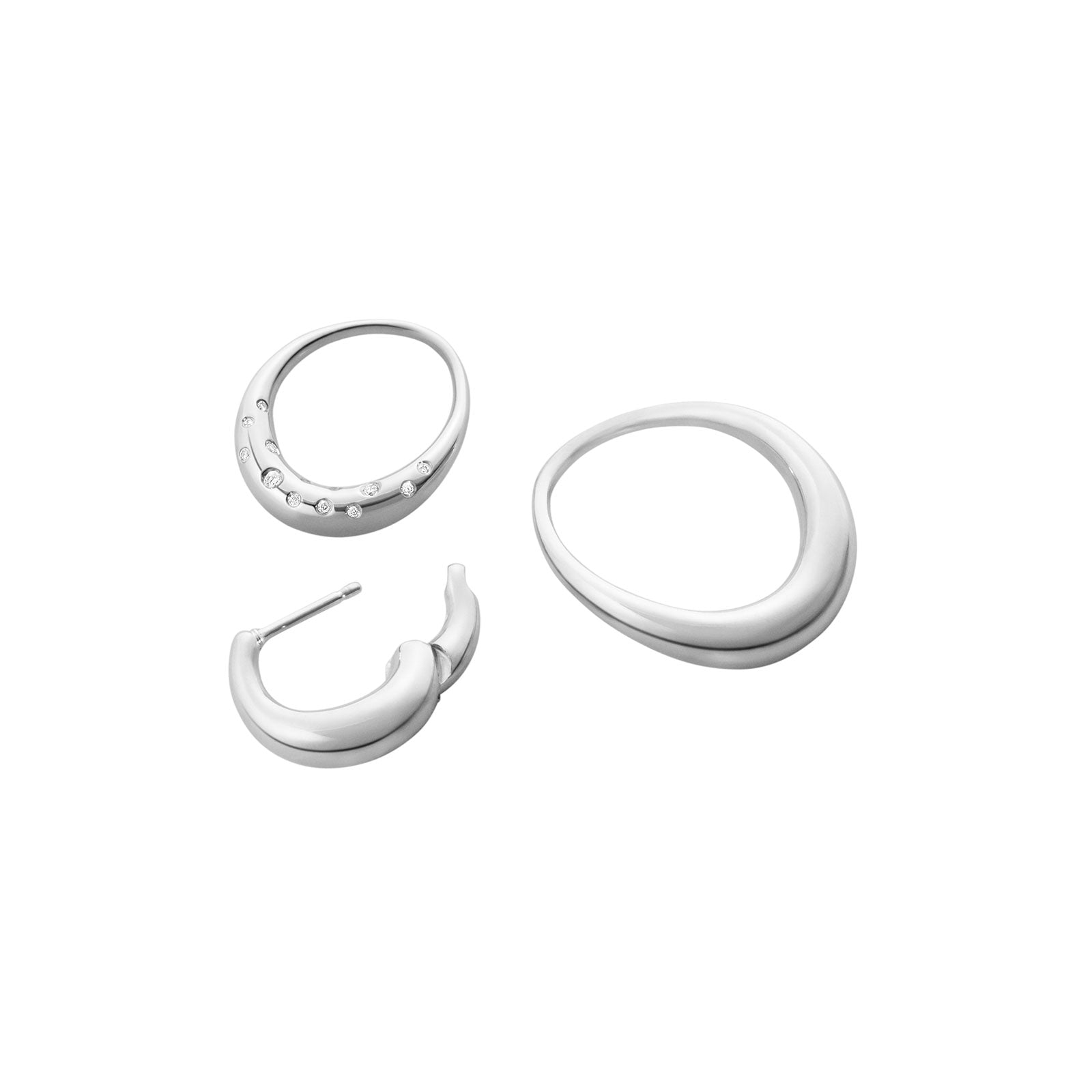 Offspring Silver & Diamond Medium Earrings