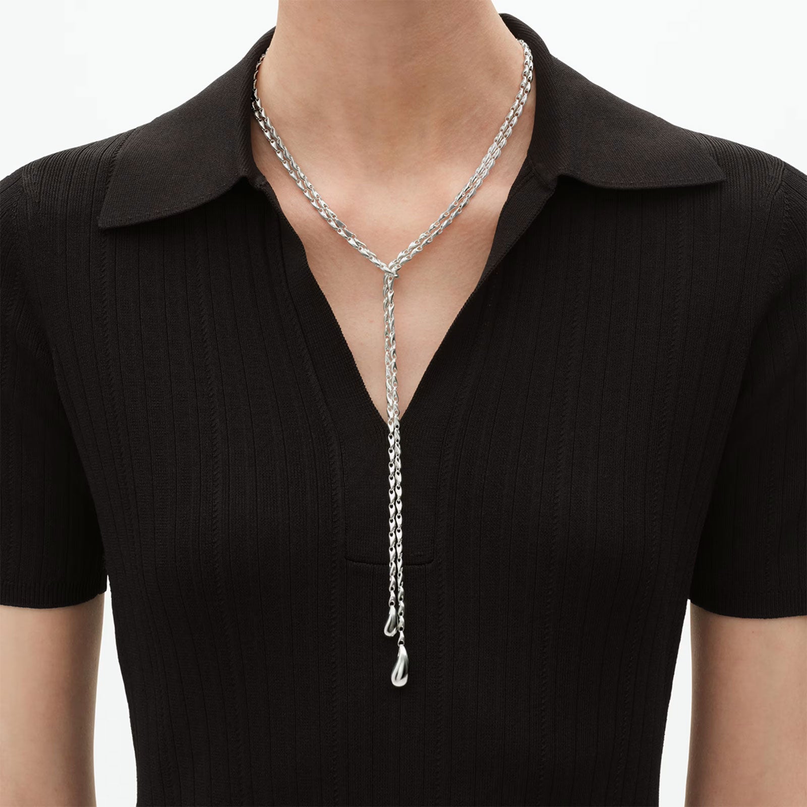 Reflect Silver Lariat Necklace simple Pursuit
