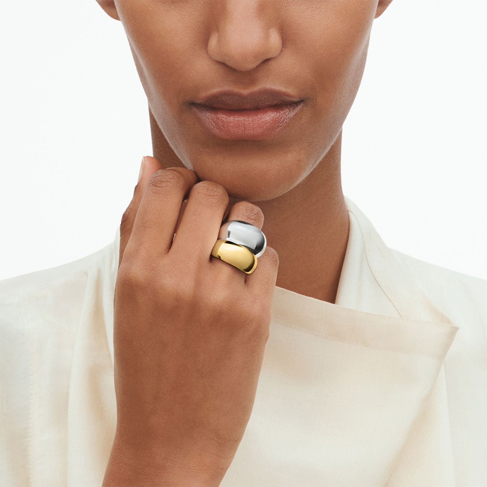 Curve Silver & 18ct Yellow Gold Ring variant Pursuit