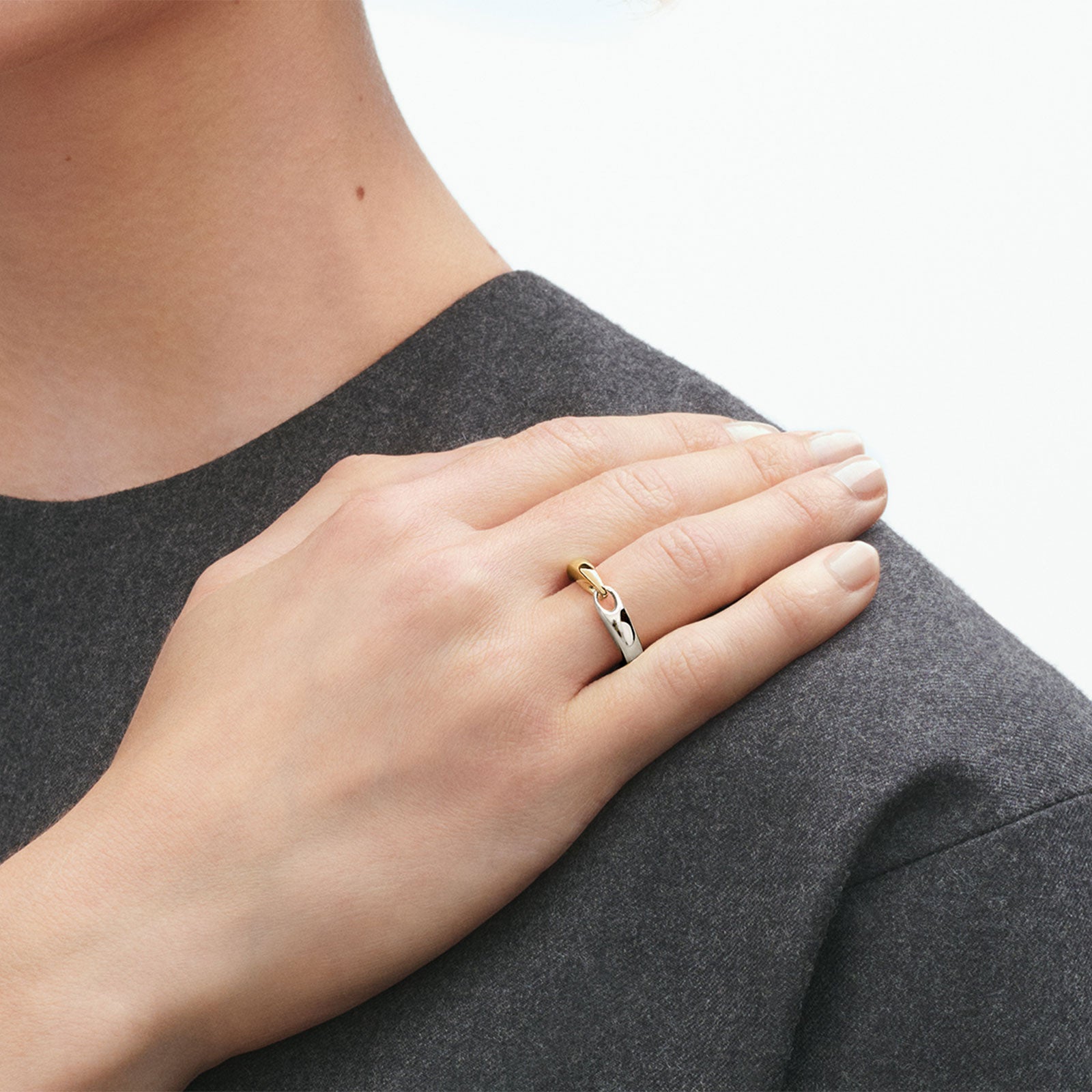 Reflect Silver & 18ct Yellow Gold Ring, Small variant Pursuit