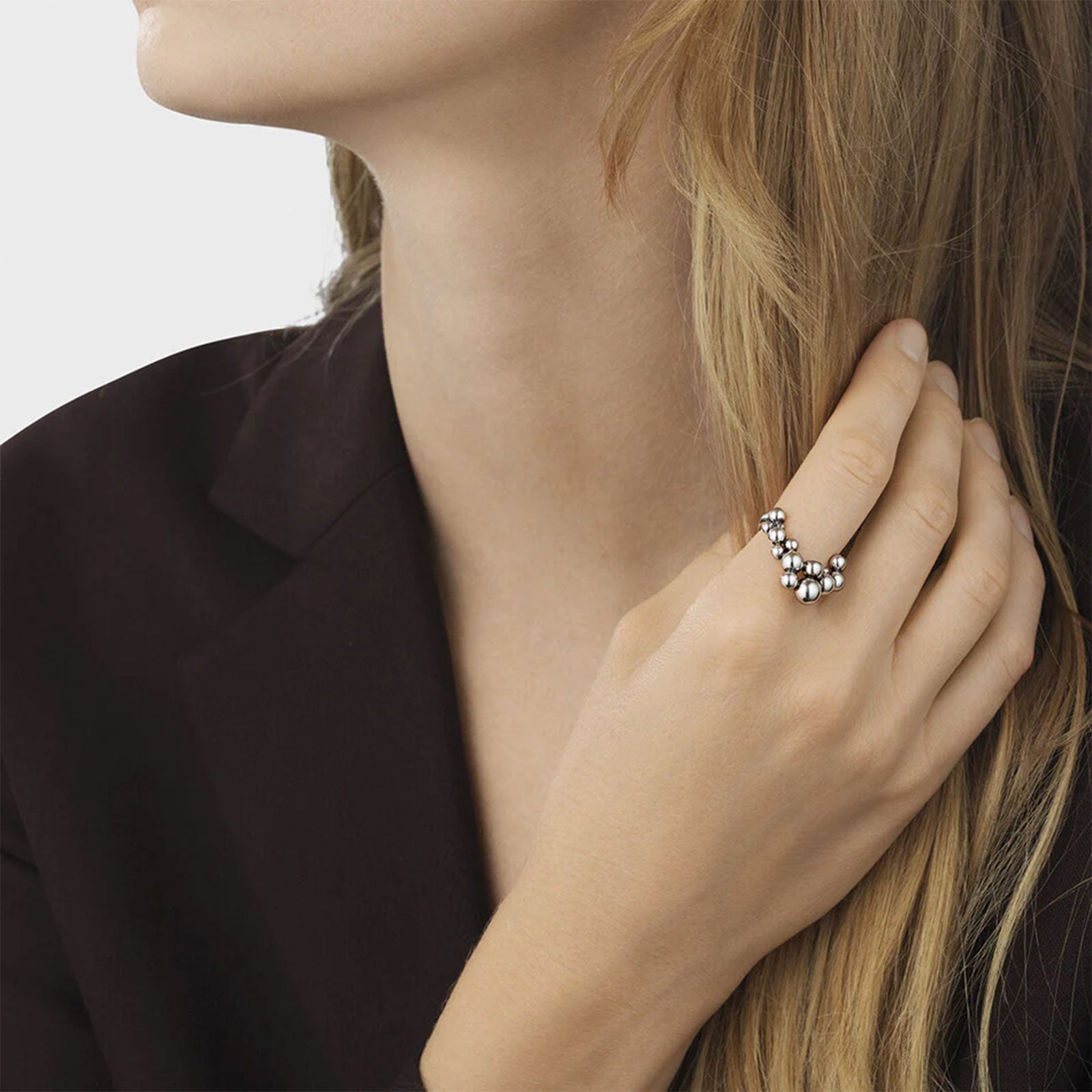 Moonlight Grapes Silver Wishbone Ring variant Pursuit