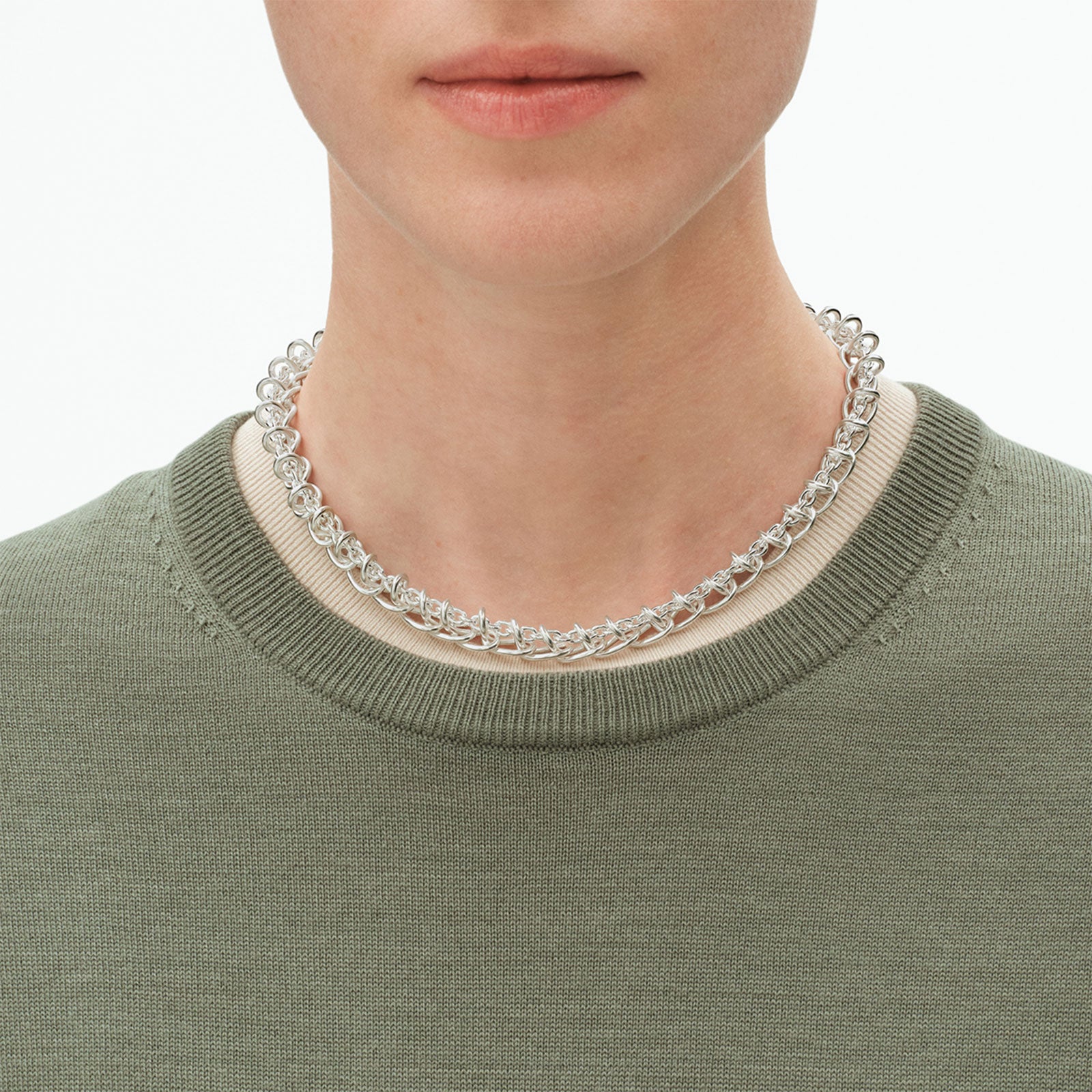 Weft Silver Single Link Necklace
