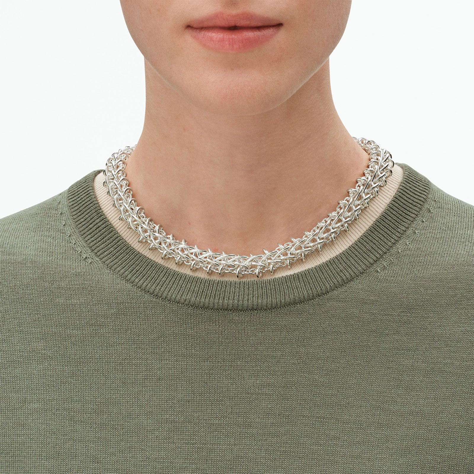Weft Silver Double Link Necklace