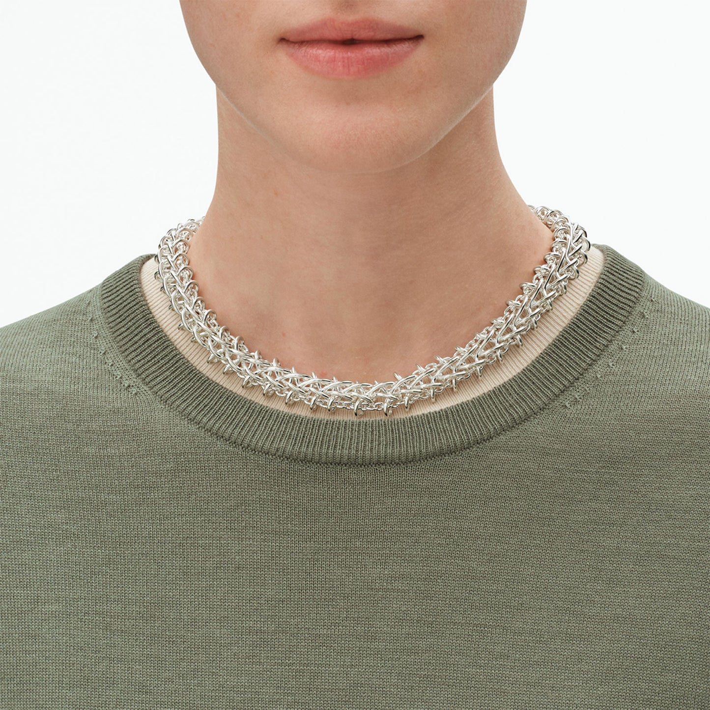 Weft Silver Double Link Necklace