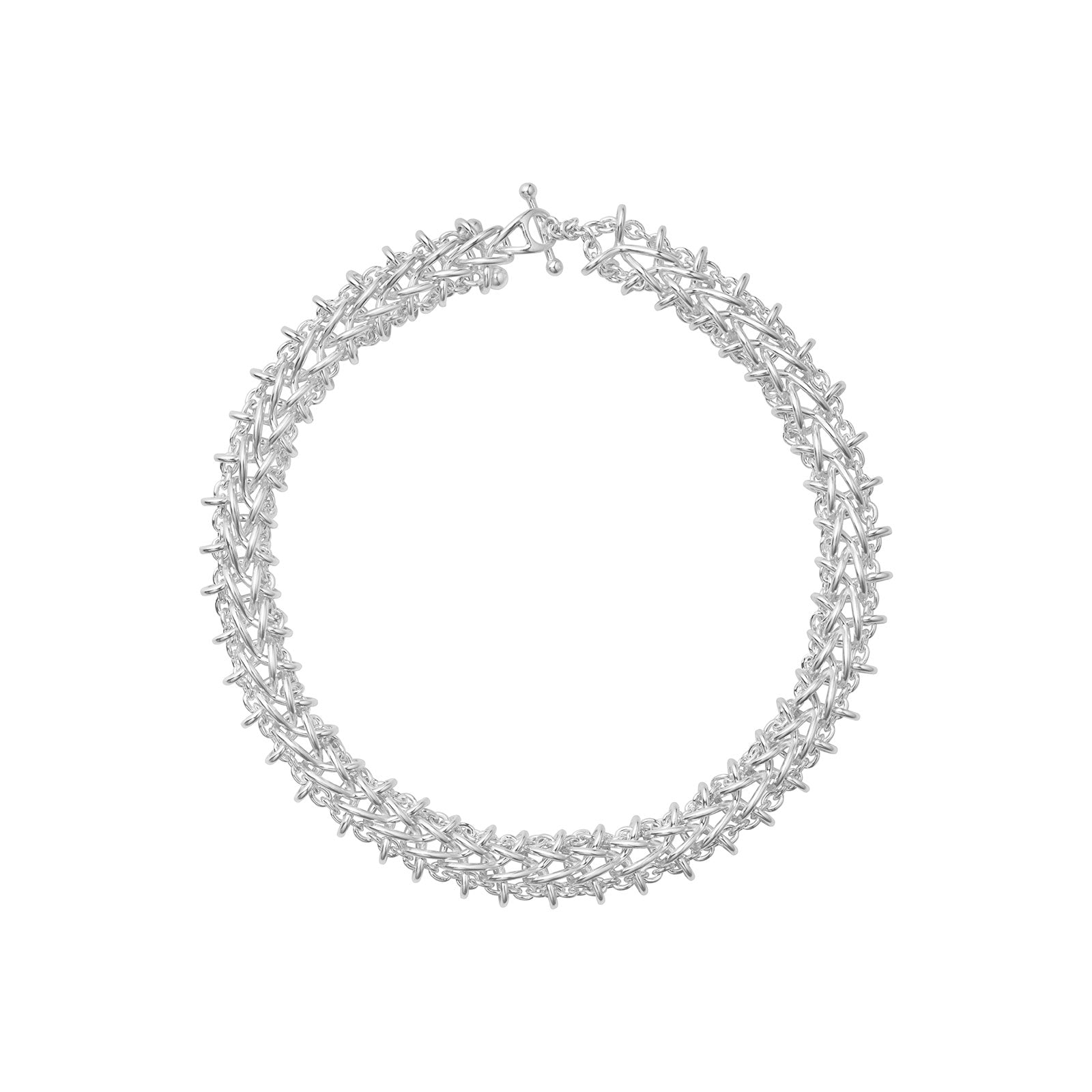 Weft Silver Double Link Necklace