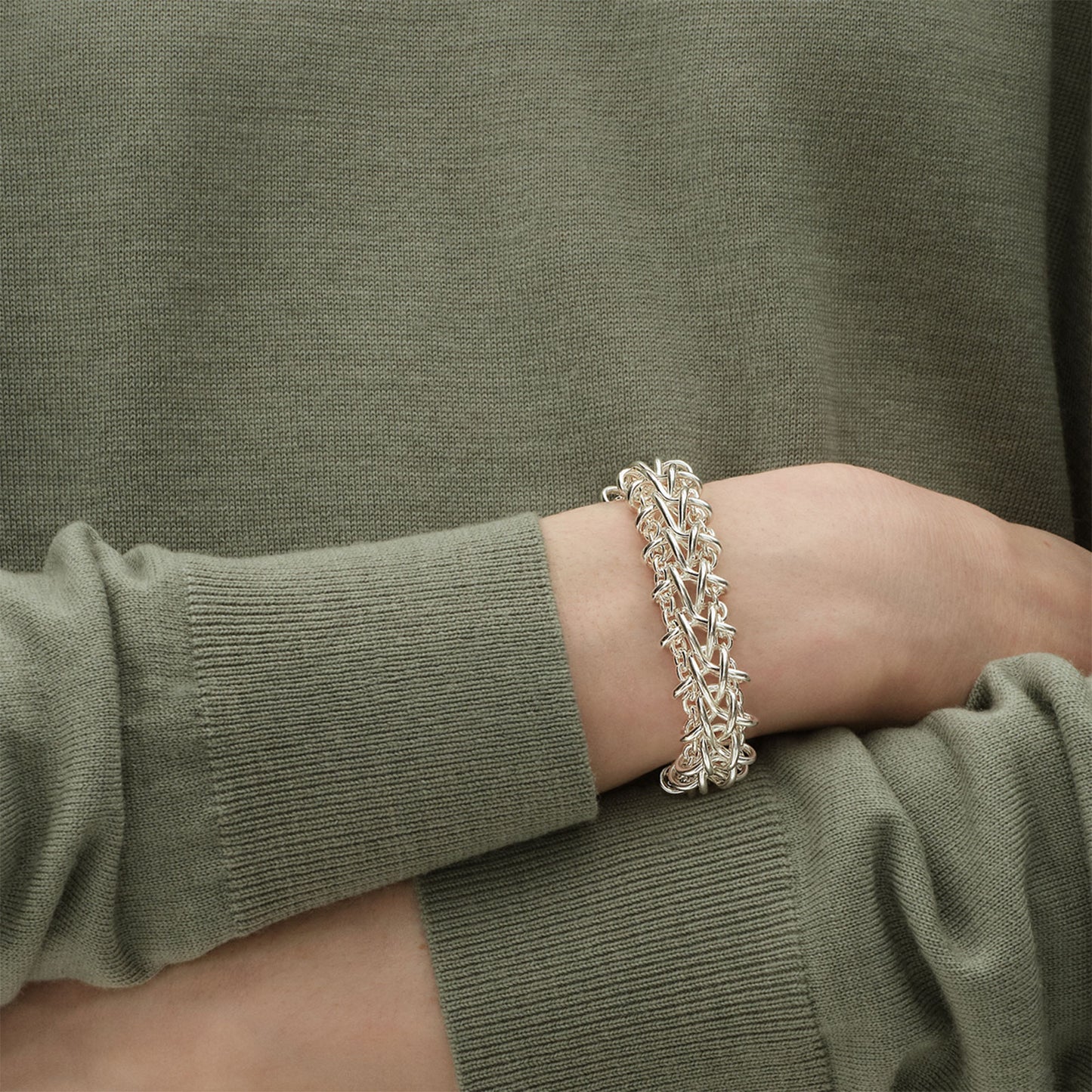 Weft Silver Double Link Bracelet