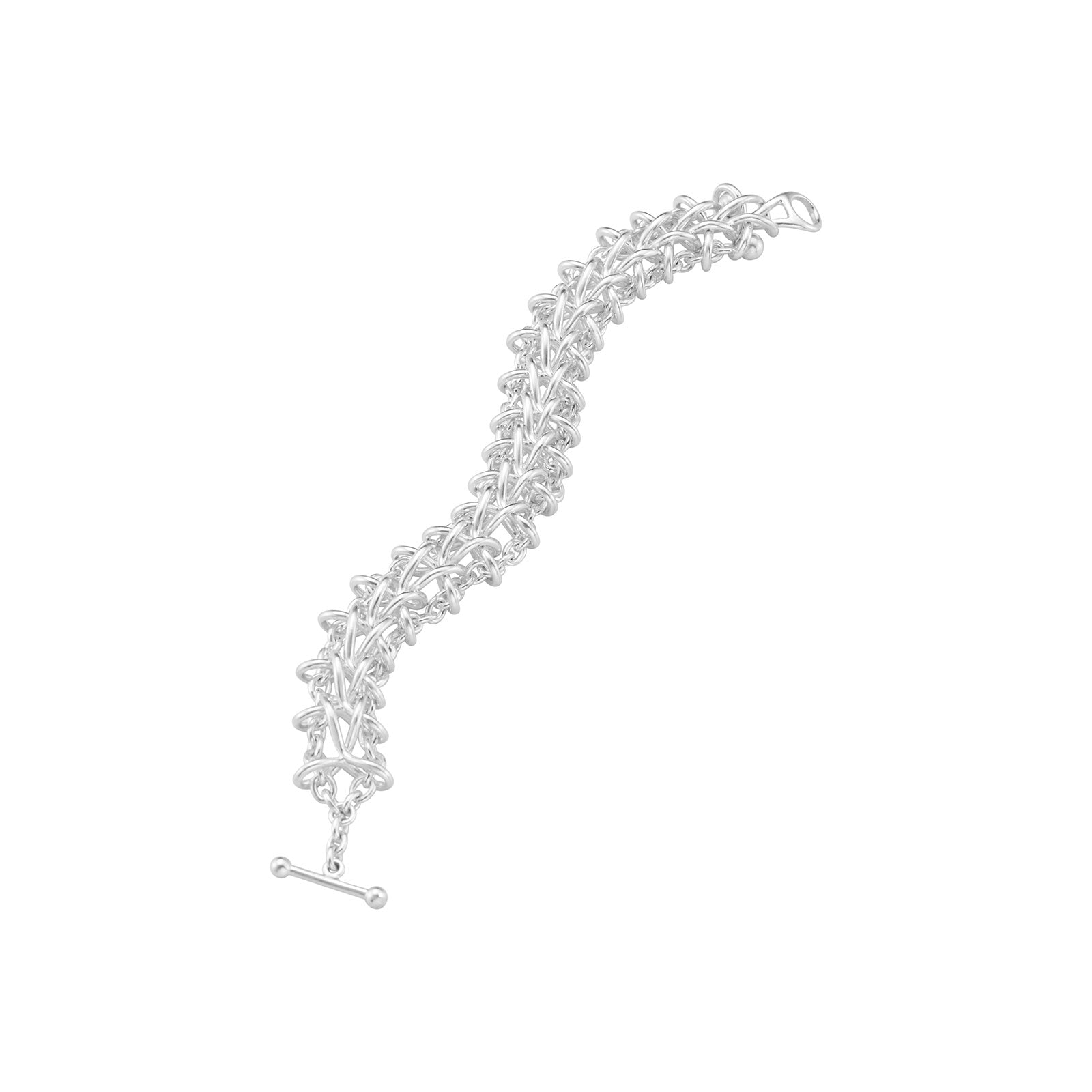 Weft Silver Double Link Bracelet