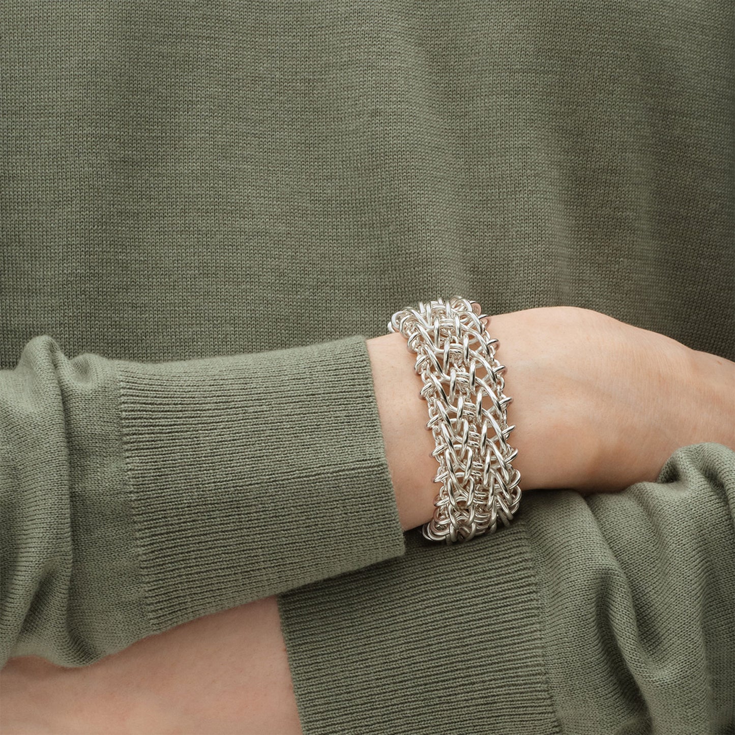 Weft Silver Triple Link Bracelet