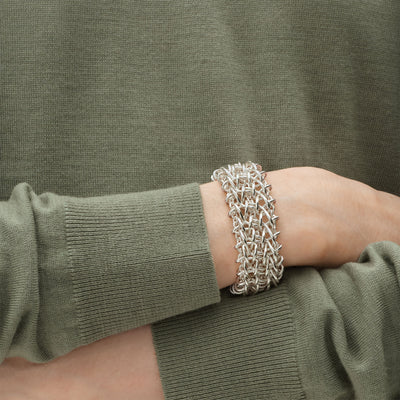Weft Silver Triple Link Bracelet variant Pursuit