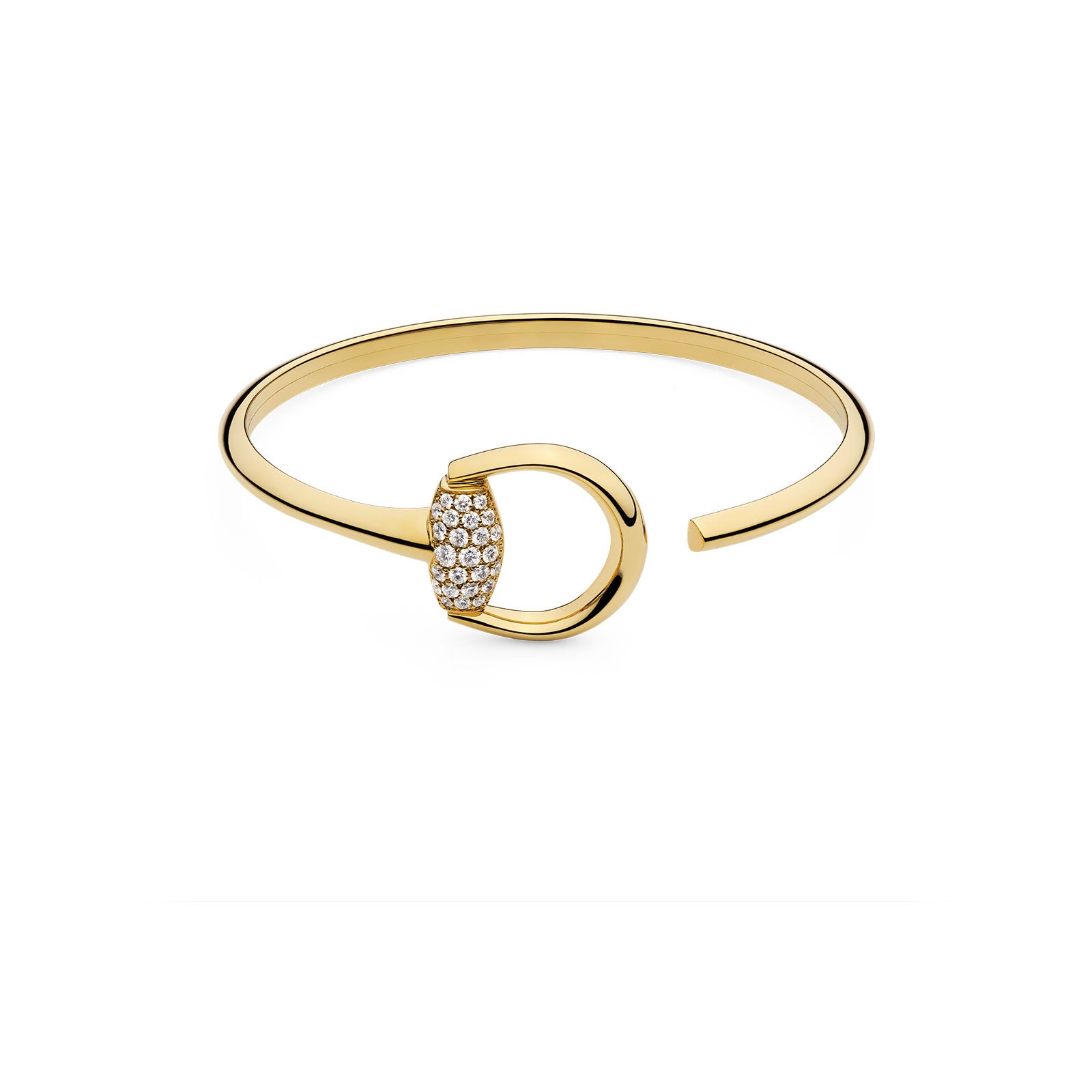 Gucci Horsebit 18ct Yellow Gold Diamond Bangle Bracelet