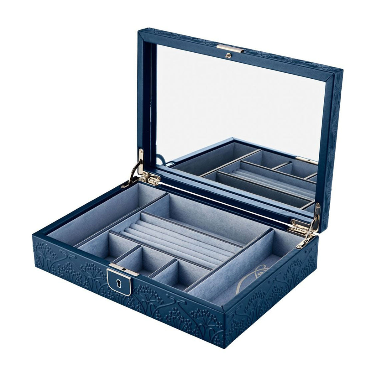 X LIBERTY All Over Ianthe Medium Jewellery Box - Navy simple Pursuit