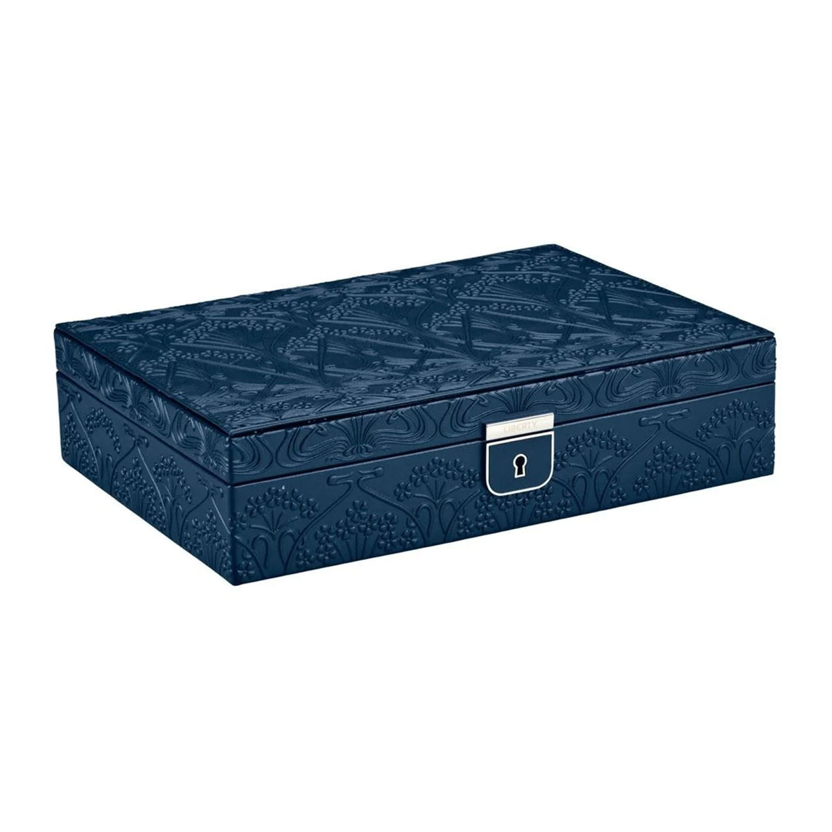 X LIBERTY All Over Ianthe Medium Jewellery Box - Navy simple Pursuit