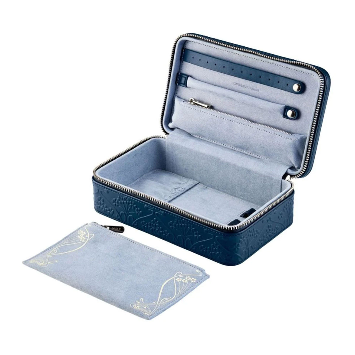 X LIBERTY All Over Ianthe Medium Jewellery Zip Case - Navy simple Pursuit