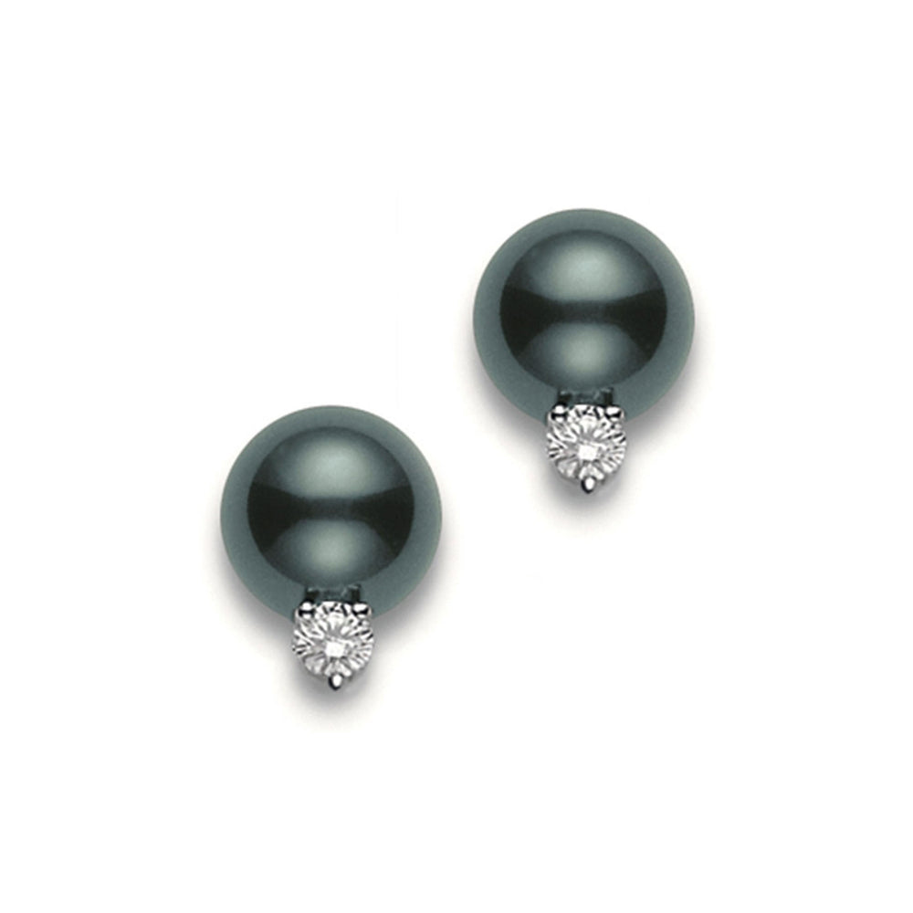 Classic Black South Sea Cultured Pearl & Diamond Stud Earrings in 18ct White Gold variant Pursuit