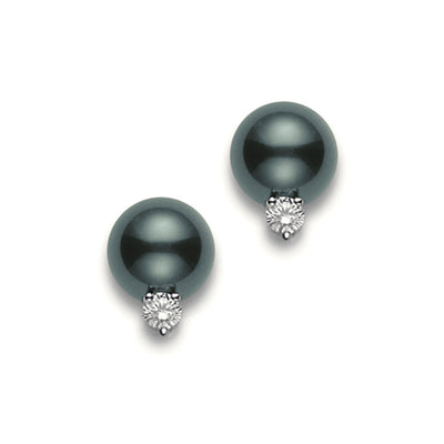Classic Black South Sea Cultured Pearl & Diamond Stud Earrings in 18ct White Gold variant Pursuit