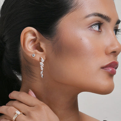 18ct Rose Gold Graduated Pear & Marquise-Cut Diamond Drop Earrings simple Pursuit