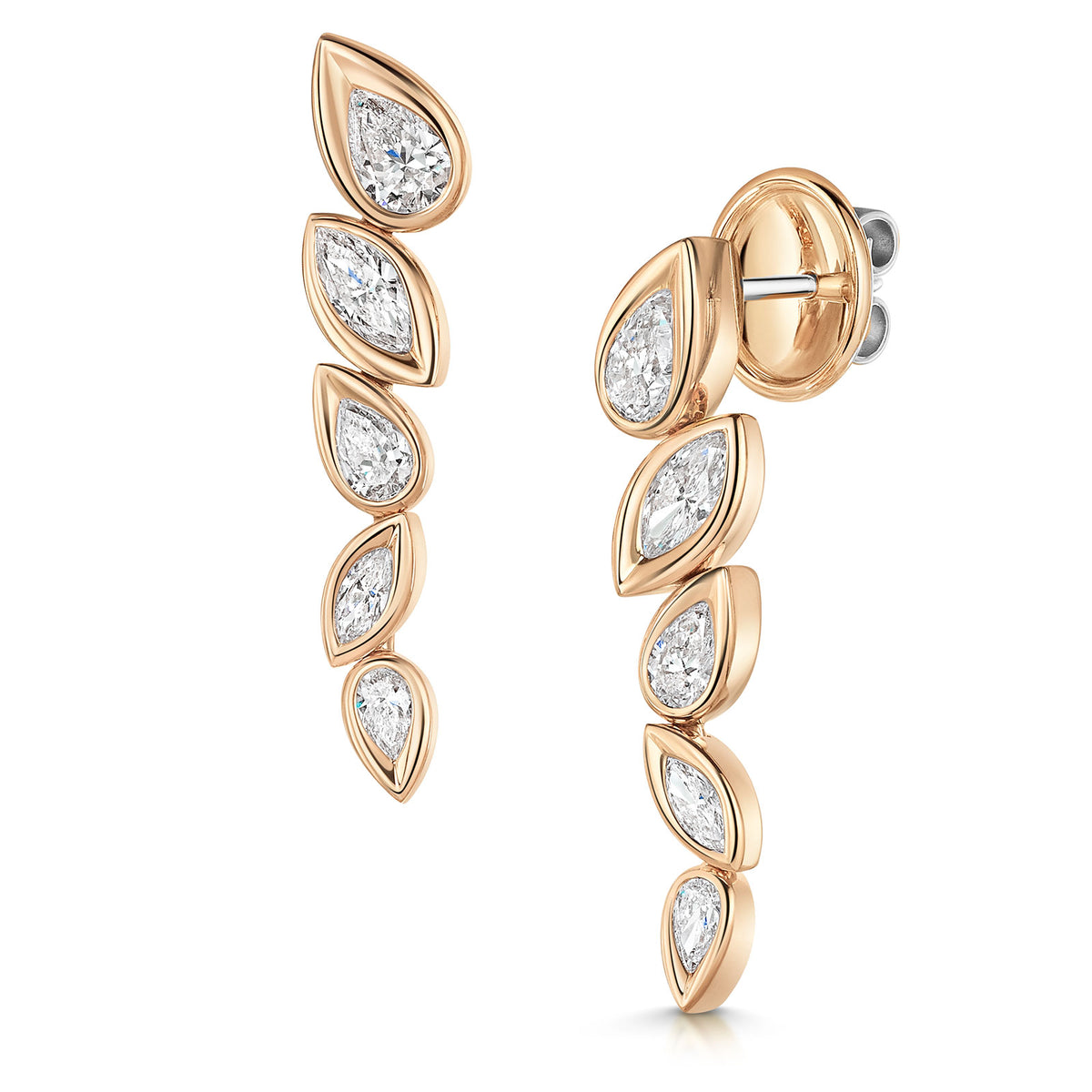 18ct Rose Gold Graduated Pear & Marquise-Cut Diamond Drop Earrings simple Pursuit