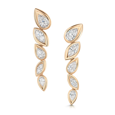 18ct Rose Gold Graduated Pear & Marquise-Cut Diamond Drop Earrings simple Pursuit