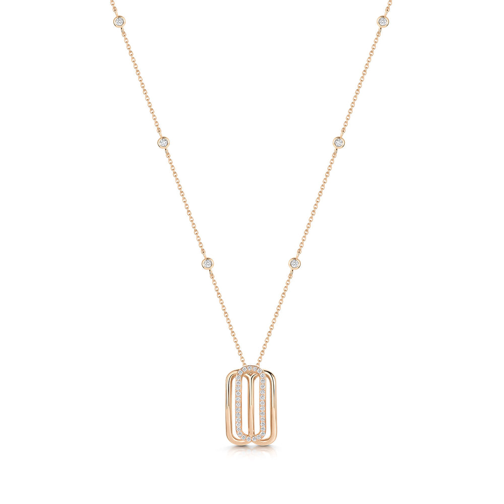 18ct Rose Gold Diamond-Set Curve Pendant Necklace simple Pursuit
