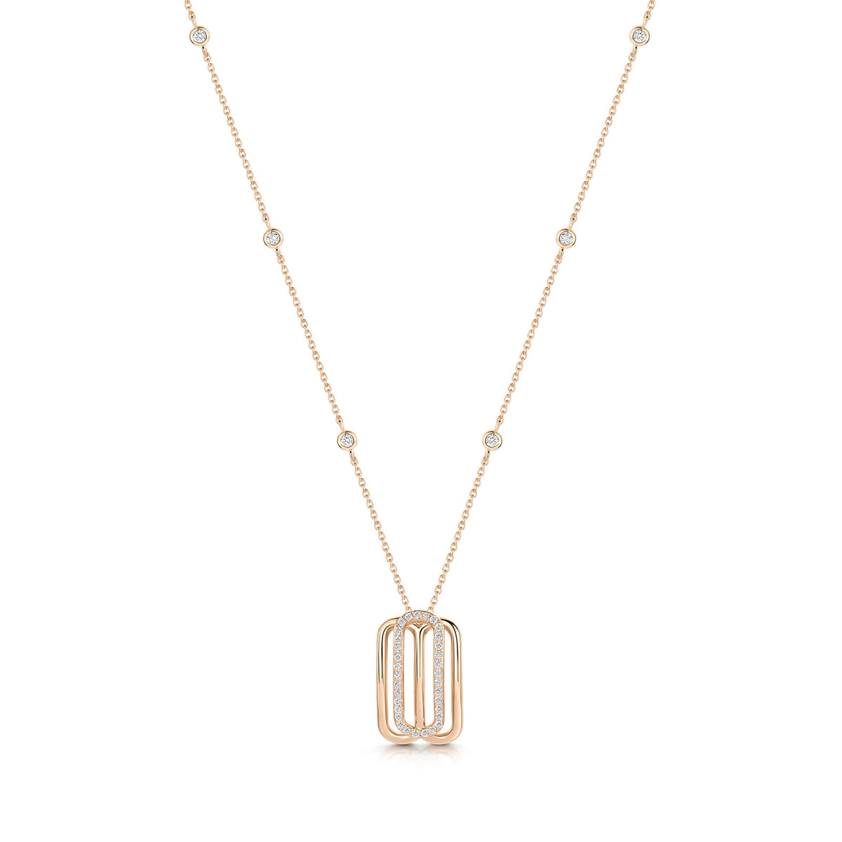 18ct Rose Gold Diamond-Set Curve Pendant Necklace simple Pursuit