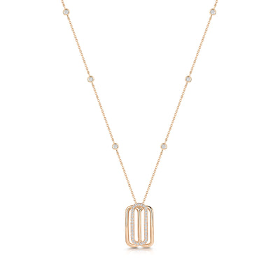 18ct Rose Gold Diamond-Set Curve Pendant Necklace simple Pursuit