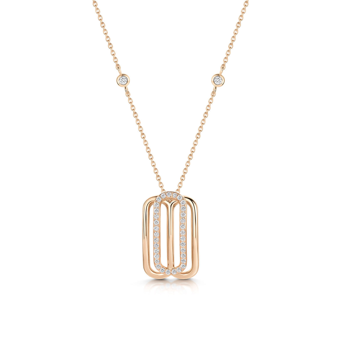 18ct Rose Gold Diamond-Set Curve Pendant Necklace simple Pursuit