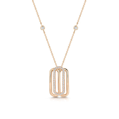 18ct Rose Gold Diamond-Set Curve Pendant Necklace simple Pursuit