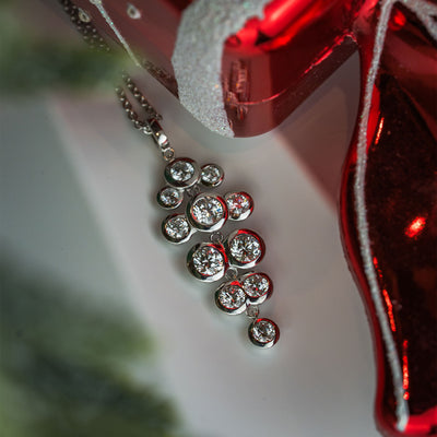 18ct White Gold Diamond Scatter Drop Pendant Necklace simple Pursuit