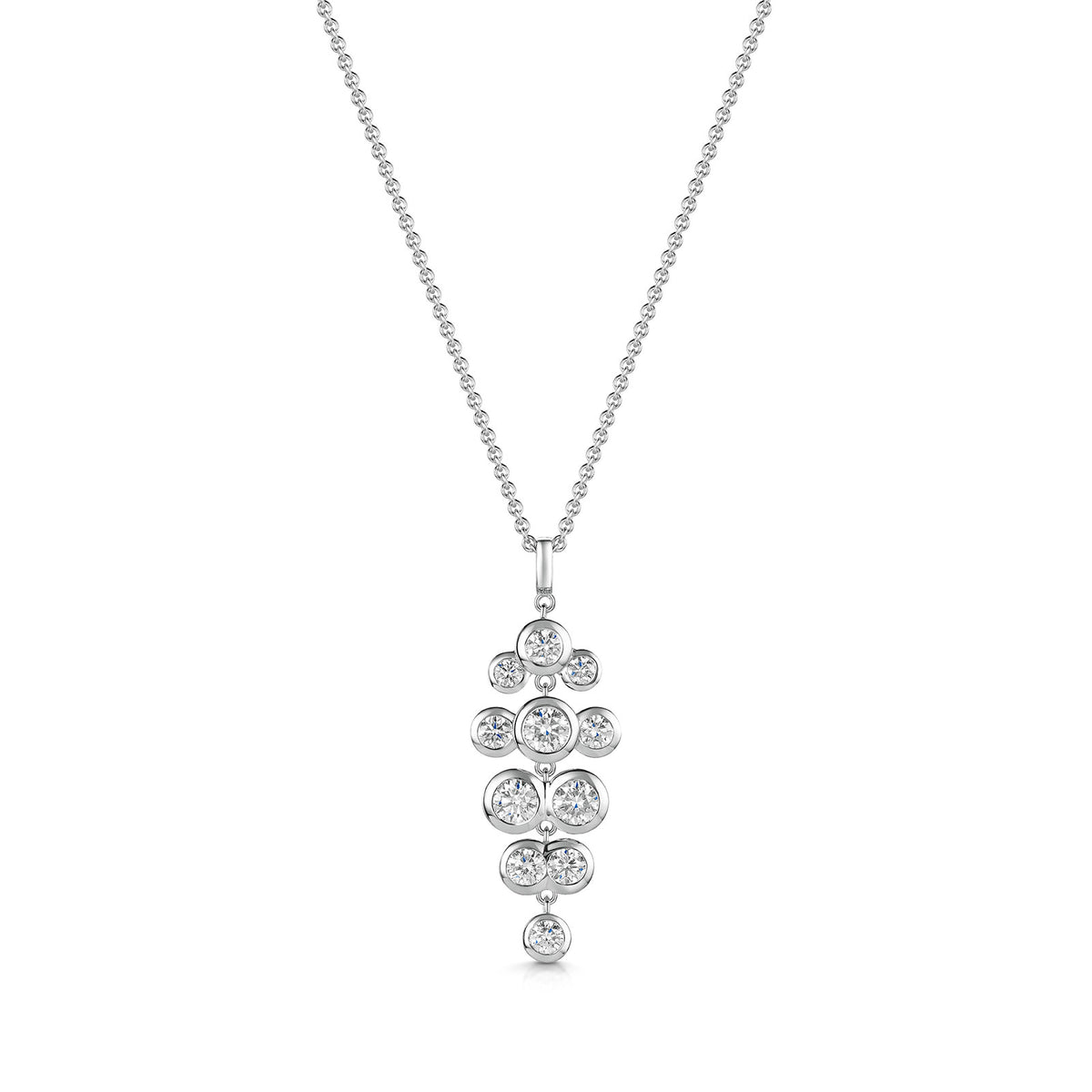 18ct White Gold Diamond Scatter Drop Pendant Necklace simple Pursuit