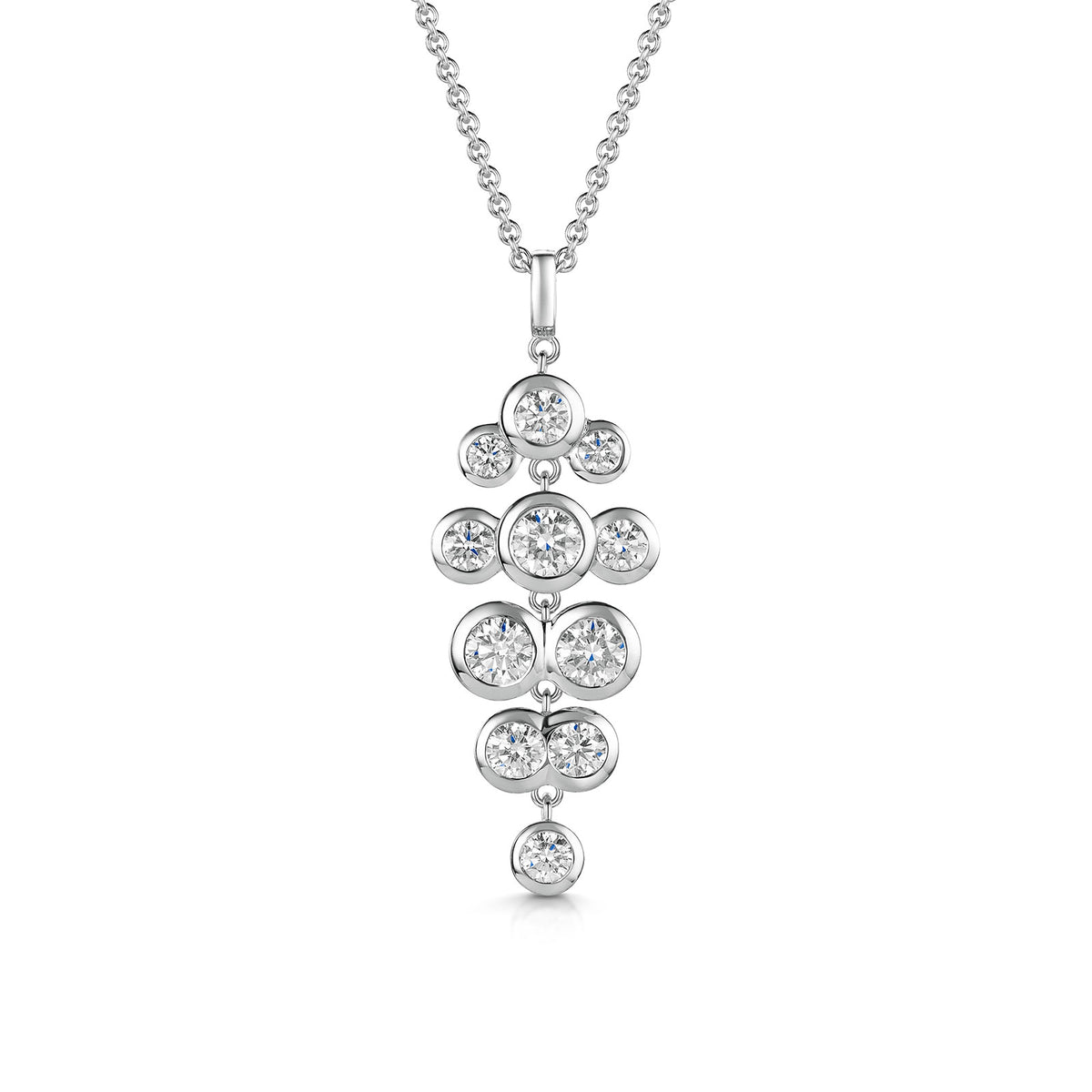 18ct White Gold Diamond Scatter Drop Pendant Necklace simple Pursuit