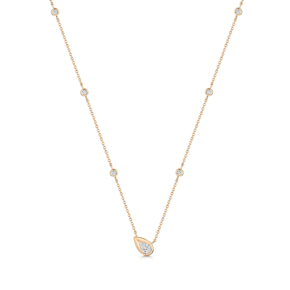 18ct Rose Gold Pear-Cut Diamond Solitaire Necklet simple Pursuit