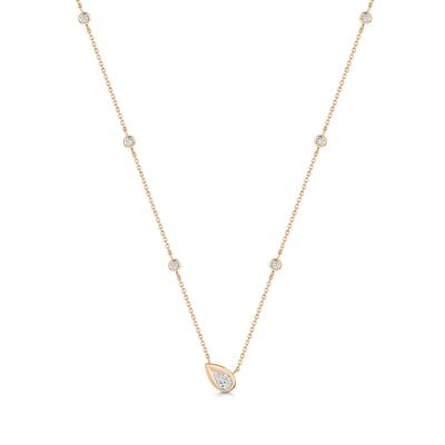 18ct Rose Gold Pear-Cut Diamond Solitaire Necklet simple Pursuit