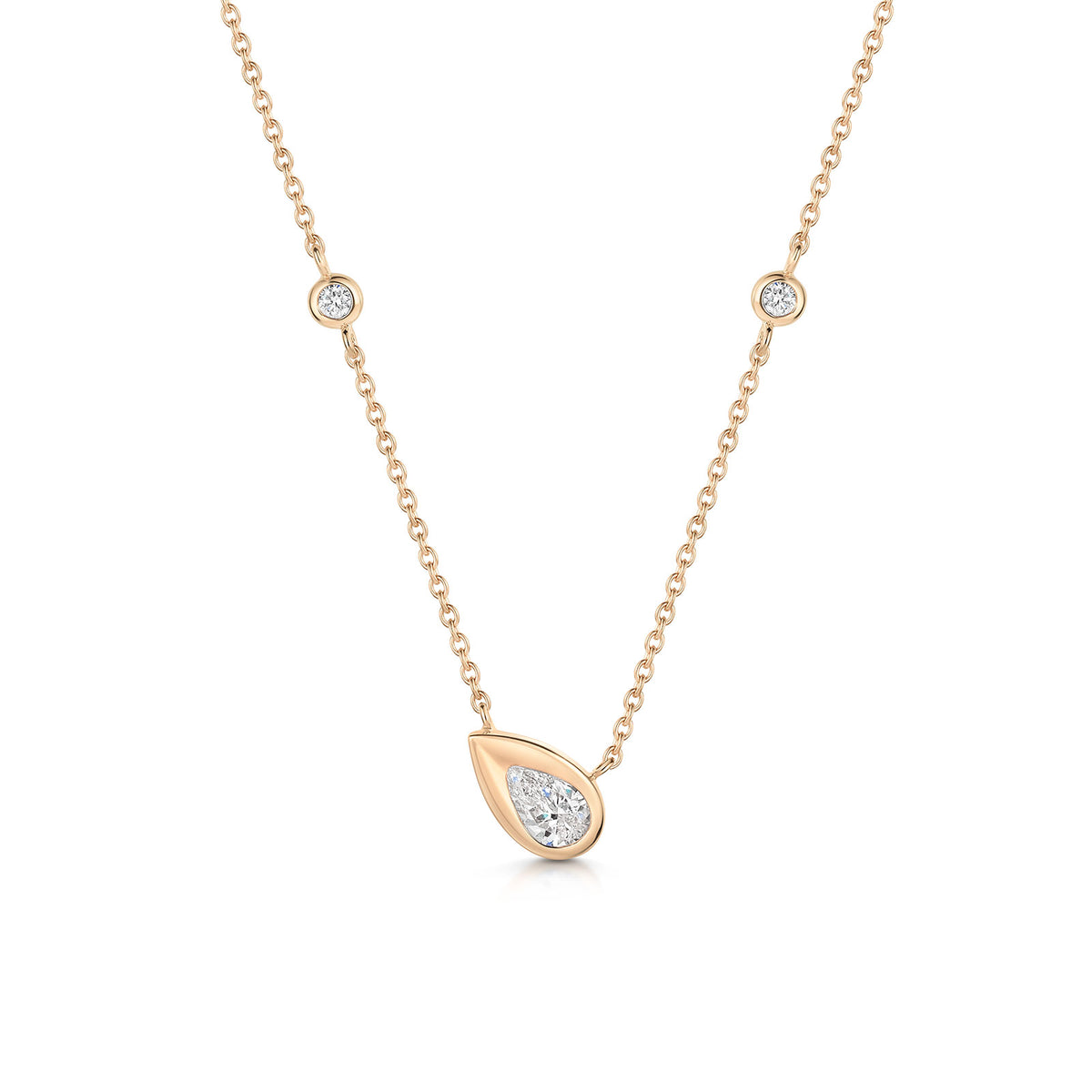 18ct Rose Gold Pear-Cut Diamond Solitaire Necklet simple Pursuit