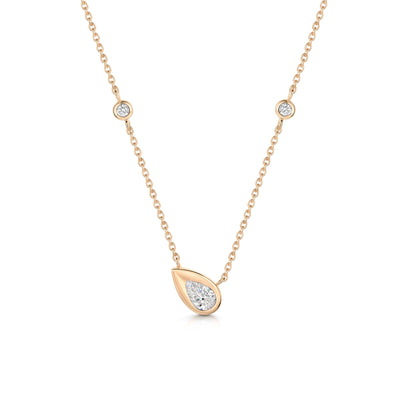 18ct Rose Gold Pear-Cut Diamond Solitaire Necklet simple Pursuit