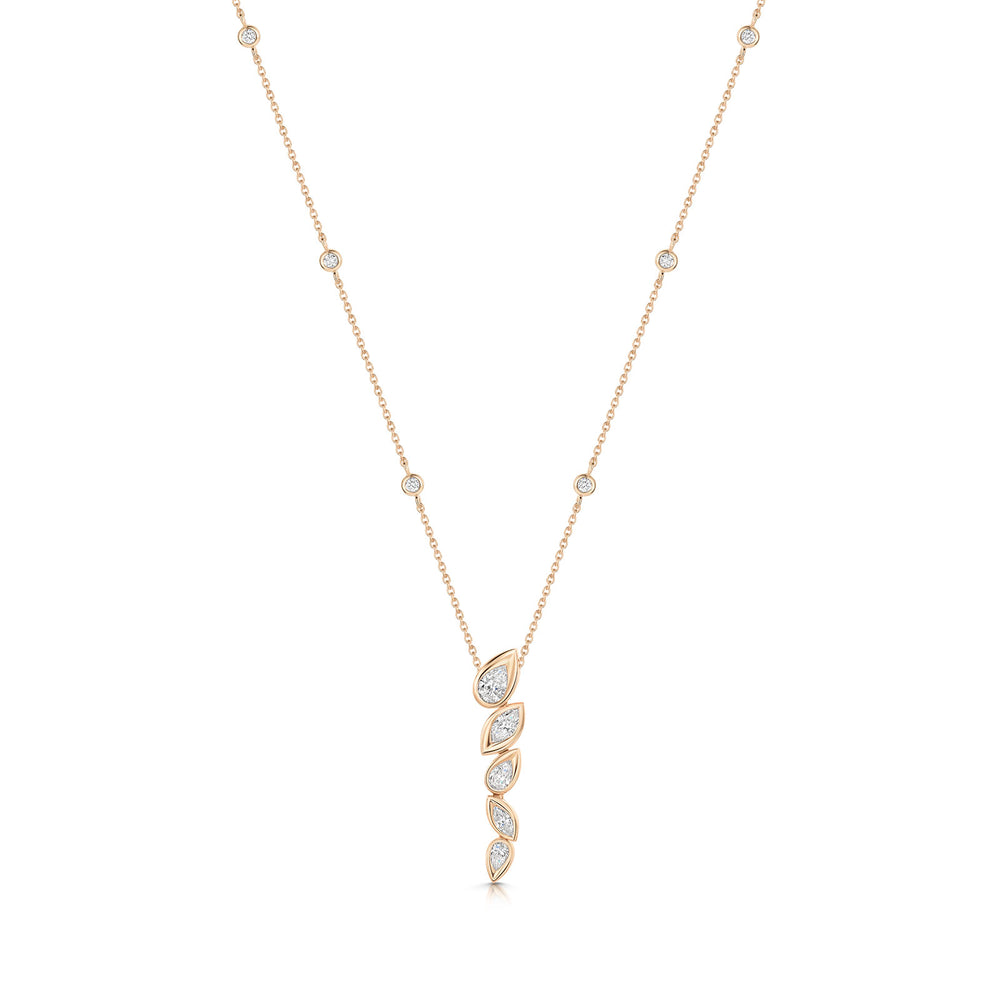 18ct Rose Gold Graduated Pear & Marquise-Cut Diamond Drop Necklace variant Pursuit