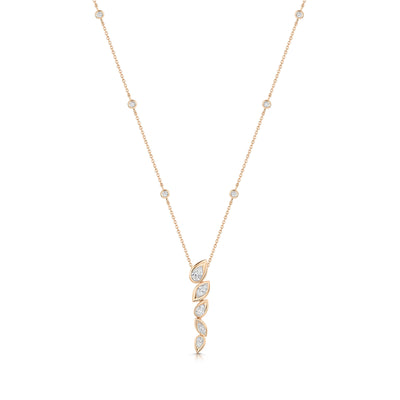 18ct Rose Gold Graduated Pear & Marquise-Cut Diamond Drop Necklace variant Pursuit