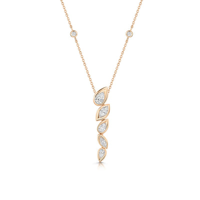 18ct Rose Gold Graduated Pear & Marquise-Cut Diamond Drop Necklace variant Pursuit