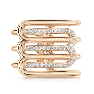 18ct Rose Gold Diamond-Set Curve Wide Ring variant Pursuit