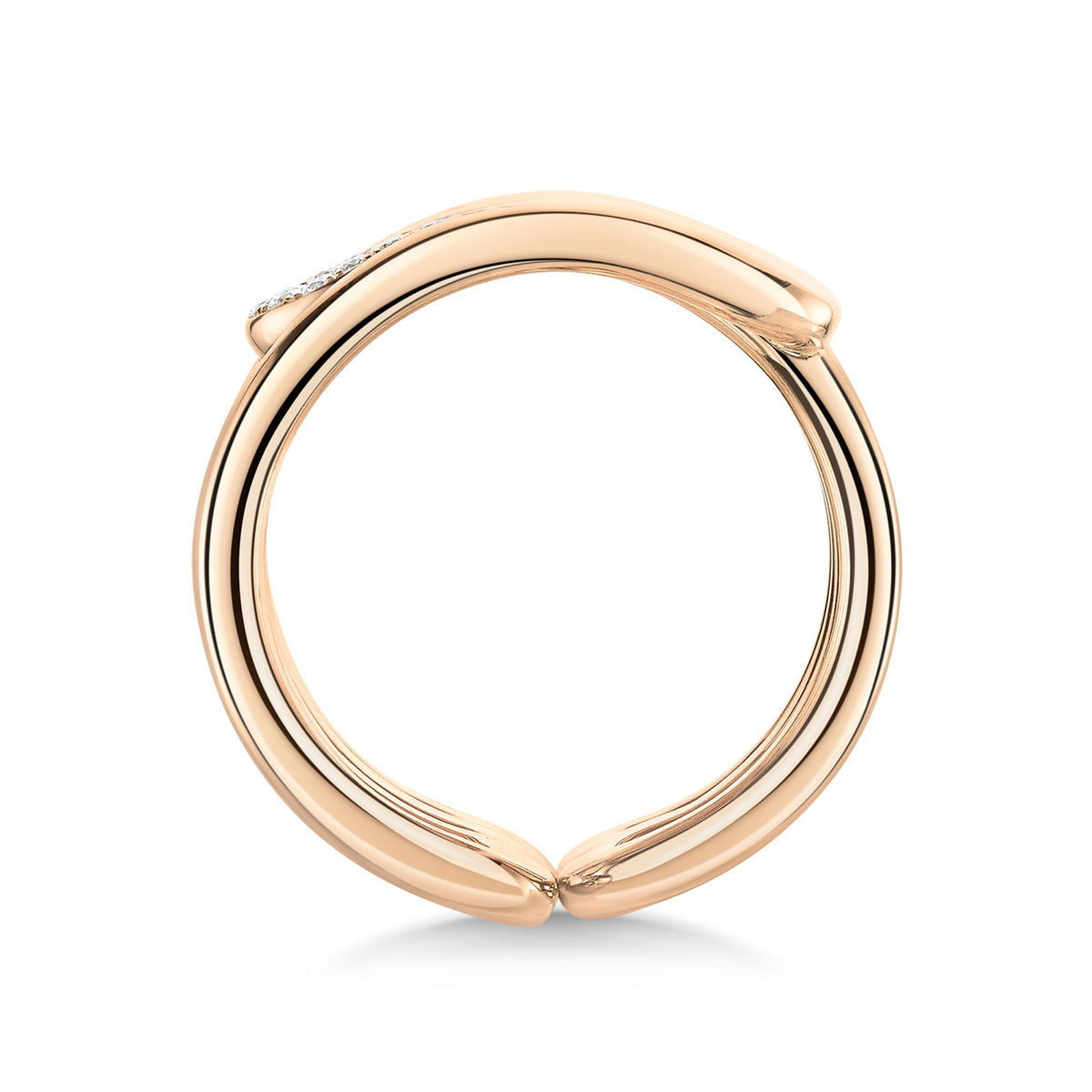 18ct Rose Gold Diamond-Set Curve Wide Ring variant Pursuit