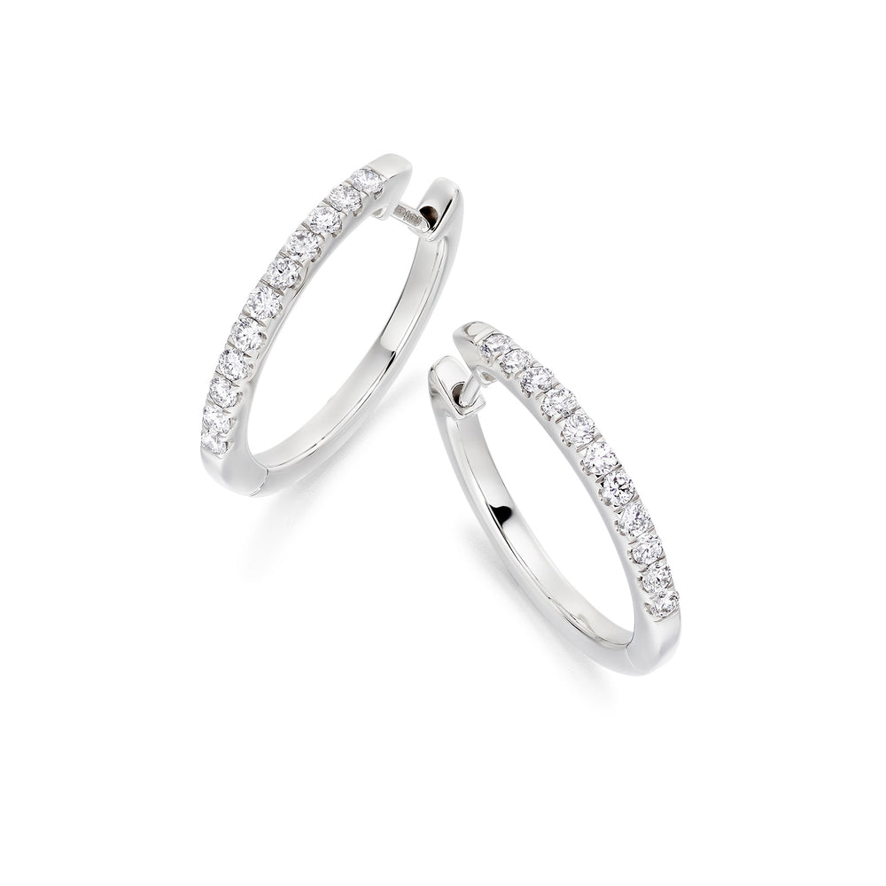 18ct White Gold Diamond Hoop Earrings 0.35ct simple Pursuit