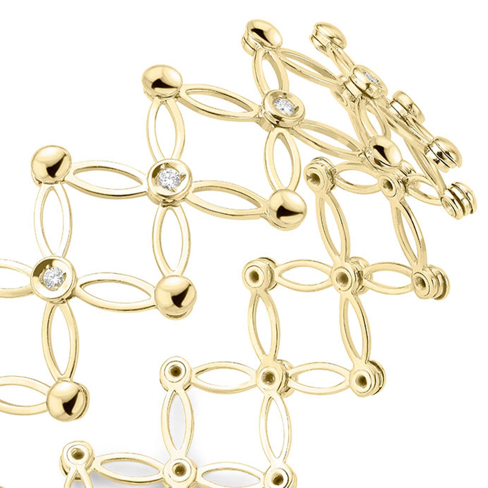 18ct Yellow Gold Diamond Expandable Bangle simple Pursuit