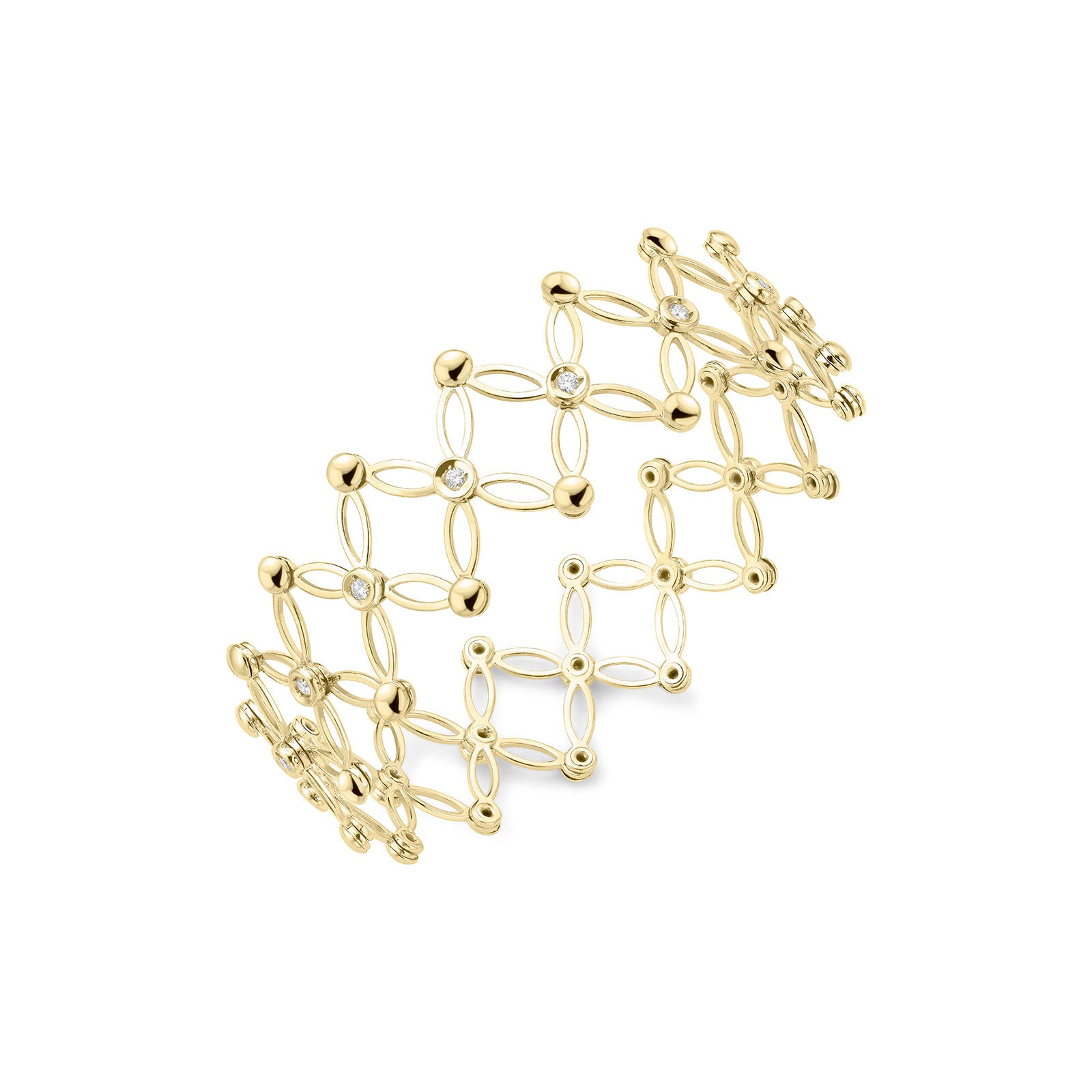 18ct Yellow Gold Diamond Expandable Bangle simple Pursuit