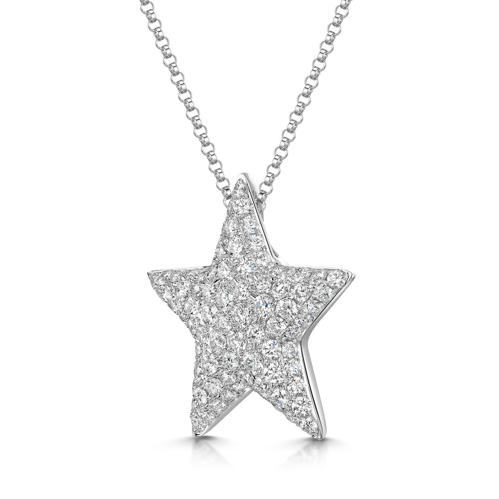 18ct White Gold Diamond Pave Star Necklace simple Pursuit