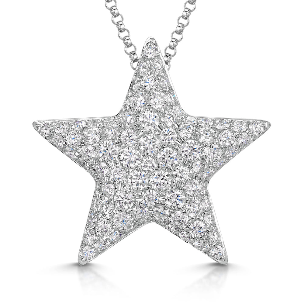 18ct White Gold Diamond Pave Star Necklace simple Pursuit