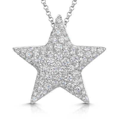 18ct White Gold Diamond Pave Star Pendant Necklace simple Pursuit