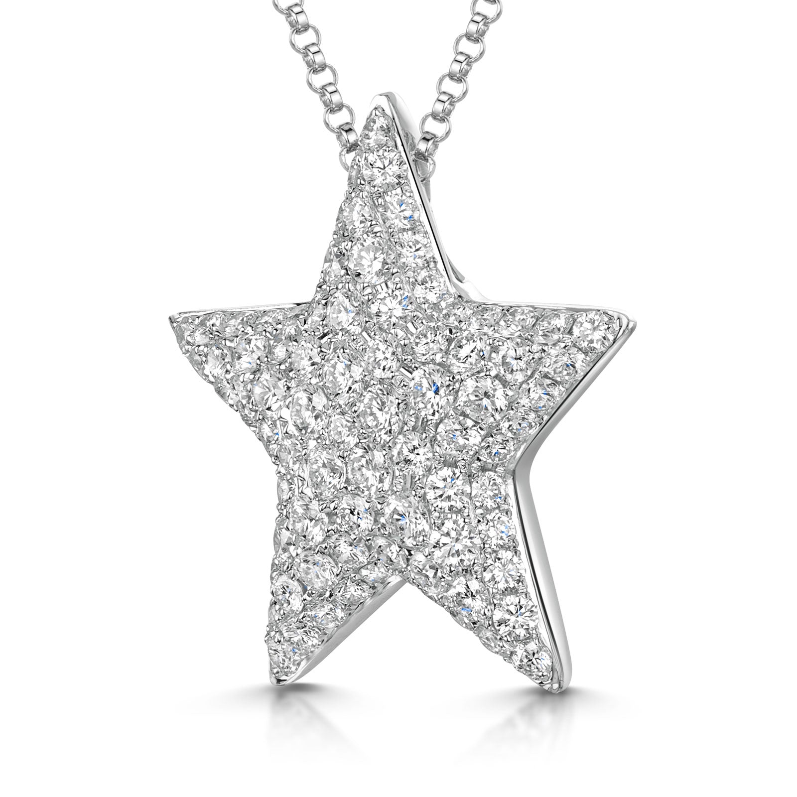 18ct White Gold Diamond Pave Star Necklace simple Pursuit