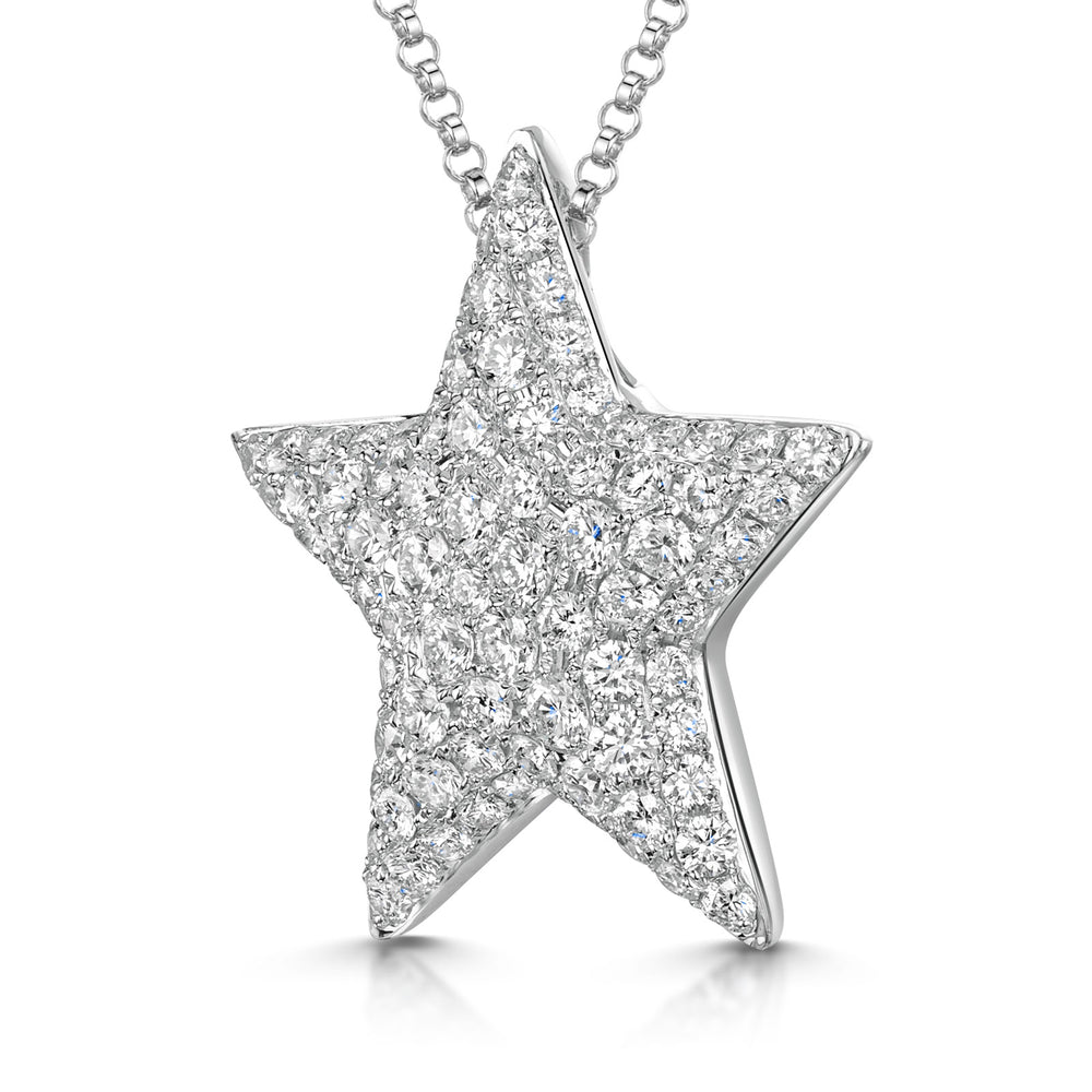 18ct White Gold Diamond Pave Star Necklace simple Pursuit